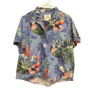 28 Palms Floral Hawaiian Shirt Tropical‎ Print Button Up Men's Large